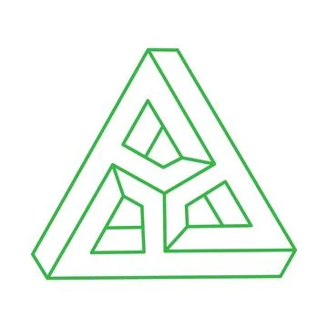 Impossible shape. Sacred geometry triangle. Optical illusion logo. Abstract 스톡 일러스트