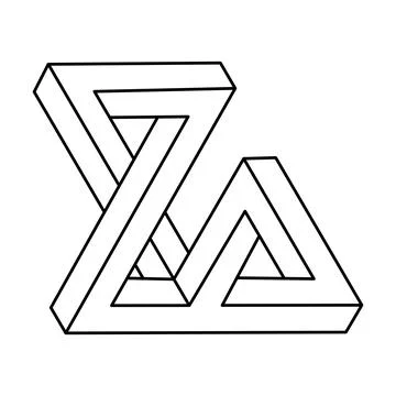 Impossible shape. Web design element. Optical Illusion object. Geometric Stock Illustration