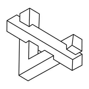 Impossible shape. Web design element. Optical illusion objects. Unreal geometric イラスト素材