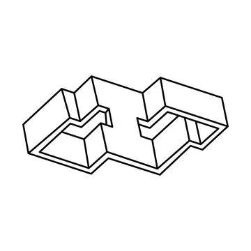 Impossible shape. Web design element. Optical illusion objects. Line design. 스톡 일러스트