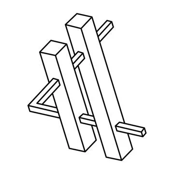 Impossible shape. Web design element. Optical Illusion object. Geometric Stock Illustration