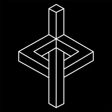Impossible shape. Web design element. Optical illusion object. Line design Stock Illustration