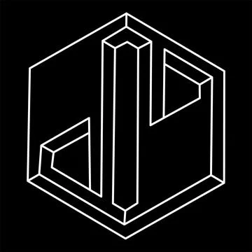 Impossible shape. Web design element. Optical illusion object. Sacred geometry Stock Illustration