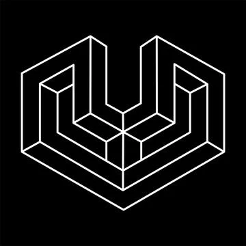 Impossible shape. Web design element. Optical illusion object. Line design Illustrazione stock