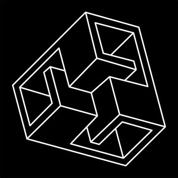 Impossible shape. Web design element. Geometric figure. Optical illusion object Stock Illustration