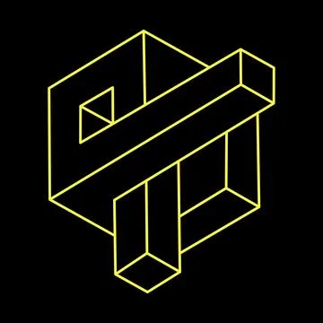 Impossible shape. Web design element. Optical illusion object. Line design Stock Illustration