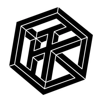 Impossible shape. Web design element. Optical illusion object. Geometric figure Stock Illustration