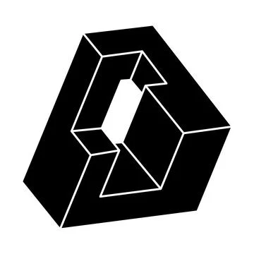 Impossible shape. Web design element. Optical illusion object. Unreal geometry Illustrazione stock