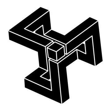 Impossible shape. Web design element. Optical illusion object. Sacred geometry Stock Illustration
