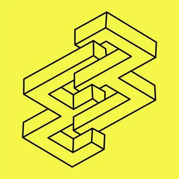 Impossible shape. Web design elements. Optical illusion object. Line design 스톡 일러스트