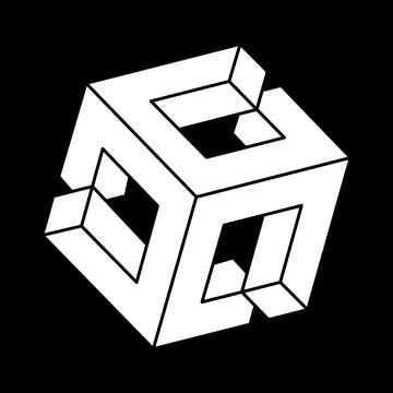 Impossible shapes. Escher paradox. Web design element. Optical illusion object Stock Illustration