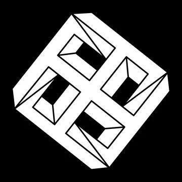 Impossible shapes. Escher paradox. Web design element. Optical illusion object Illustrazione stock