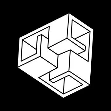 Impossible shapes. Escher style. Web design element. Optical illusion object Stock Illustration