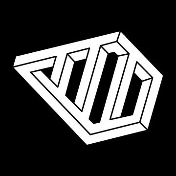 Impossible shapes. Geometry. Escher paradox. Line design. Isolated on a black 库存插图