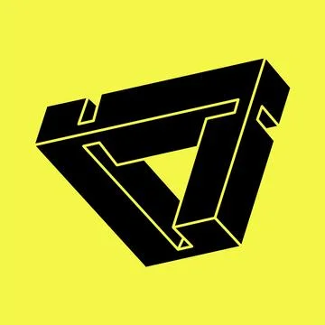 Impossible shapes. Line design. Isolated on a yellow background. Vector Stock Illustration
