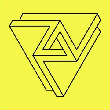 Impossible shapes. Line design. Isolated on a yellow background. Vector Stock Illustration