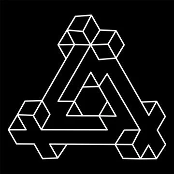 Impossible shapes. Line design. Isolated on a black background. Vector Stock Illustration