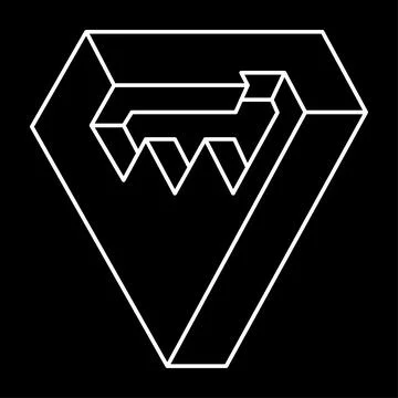 Impossible shapes. Line design. Isolated on a black background. Vector Stock Illustration