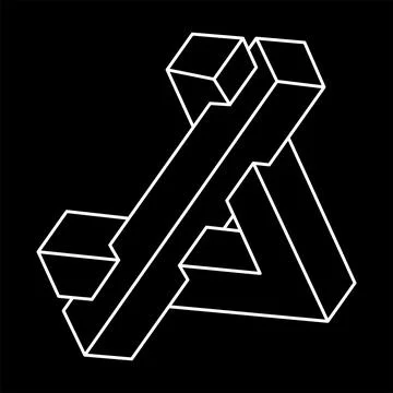 Impossible shapes. Line design. Isolated on a black background. Vector Stock Illustration