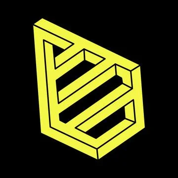 Impossible shapes. Line design. Isolated on a black background. Vector Stock Illustration