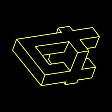 Impossible shapes. Line design. Isolated on a black background. Vector Stock Illustration