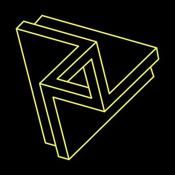 Impossible shapes. Line design. Isolated on a black background. Vector Stock Illustration