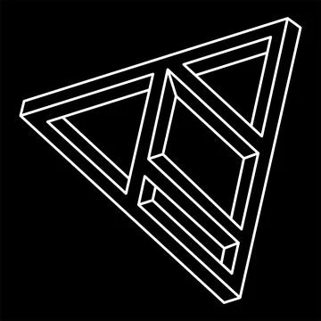 Impossible shapes. Line design triangle. Isolated on a black background. Vector Stock Illustration