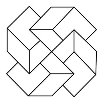 Impossible shapes logo design, optical illusion objects. Op art figure Stock Illustration
