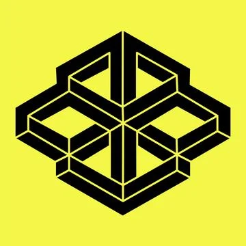 Impossible shapes logo design, optical illusion object. Escher style. Optical Illustrazione stock
