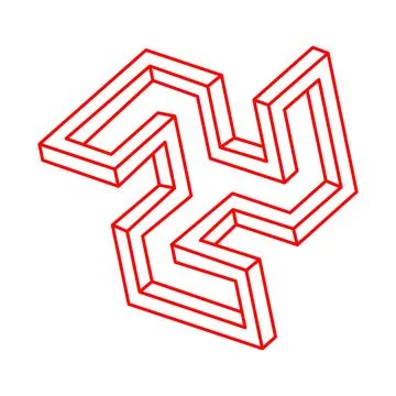 Impossible shapes logo design, optical illusion objects. Optical art. Sacred Stock Illustration