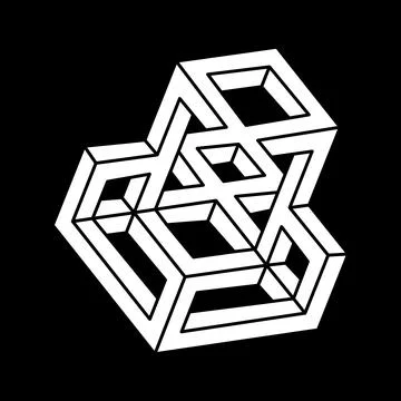 Impossible shapes logo design, optical illusion object. Geometry. Escher paradox Stock Illustration