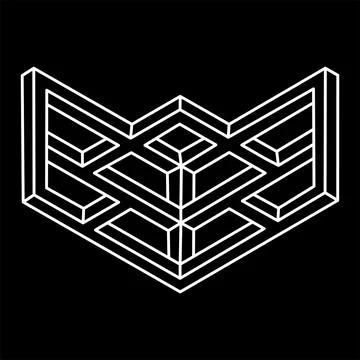 Impossible shapes logo design, optical illusion object. Optical art. Geometric Illustrazione stock
