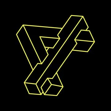 Impossible shapes logo design, optical illusion object. Optical art figure Illustrazione stock