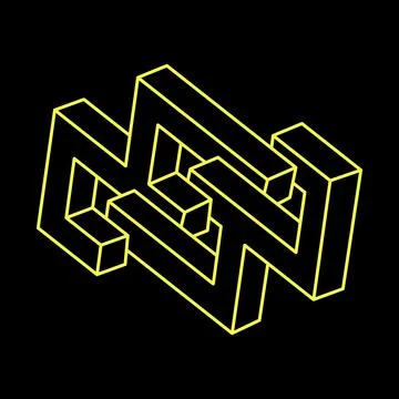 Impossible shapes logo design, optical illusion objects. Optical art. Sacred Illustrazione stock