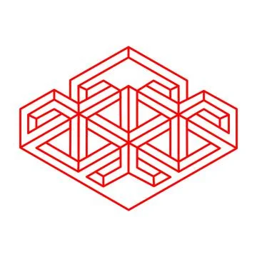 Impossible shapes. Logo. Optical illusion. Linear infinite object. Abstract Stock Illustration