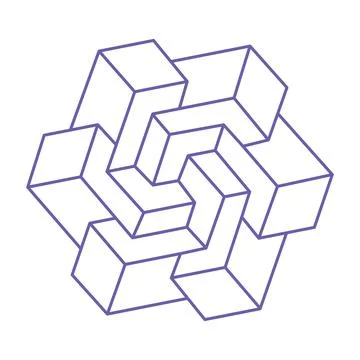 Impossible shapes. Logo. Sacred geometry figures. Optical illusion. Abstract Stock Illustration