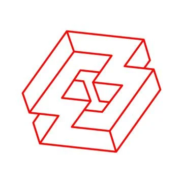 Impossible shapes. Optical illusion. Abstract eternal geometric objects Stock Illustration