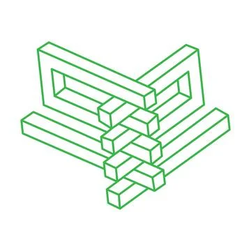 Impossible shapes. Optical illusion. Abstract eternal geometric objects Stock Illustration