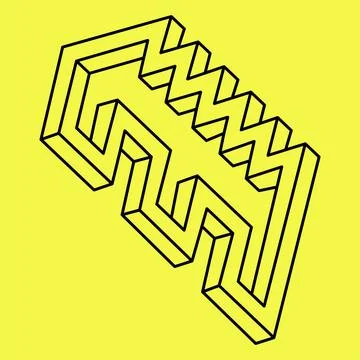 Impossible shapes. Optical illusion. Abstract eternal geometric object Stock Illustration