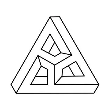 Impossible shapes. Optical illusion figure. Abstract eternal geometric object. Stock Illustration