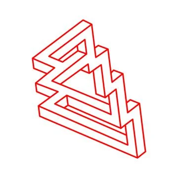 Impossible shapes, optical illusion figure, vector. Escher paradox. Optical art Illustrazione stock