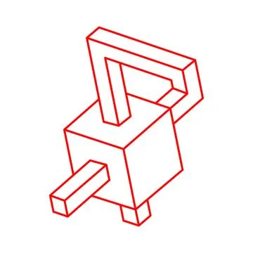 Impossible shapes, optical illusion figure, vector. Escher paradox. Optical art Stock Illustration