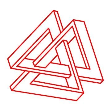 Impossible shapes, optical illusion figure, vector. Logo. Escher paradox Ilustração Stock