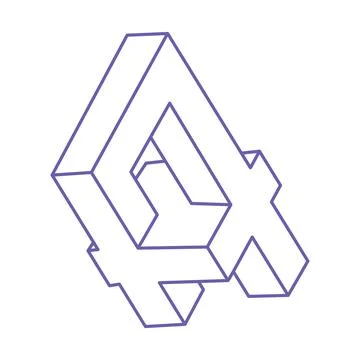Impossible shapes, optical illusion figure, vector. Escher paradox. Optical art Ilustração Stock