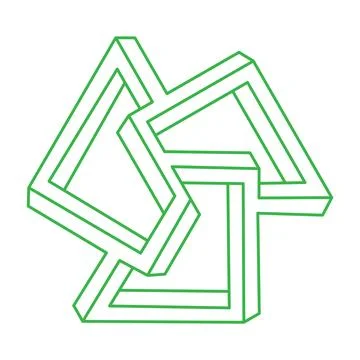 Impossible shapes, optical illusion figure, vector. Escher paradox. Optical art Stock Illustration
