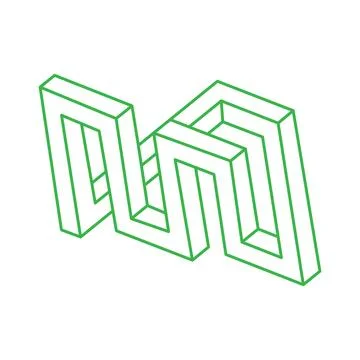 Impossible shapes, optical illusion figure, vector. Logo. Escher paradox Stock Illustration