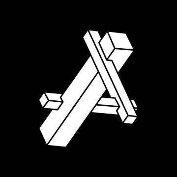 Impossible shapes. Optical illusion figure. Abstract eternal geometric object Illustrazione stock