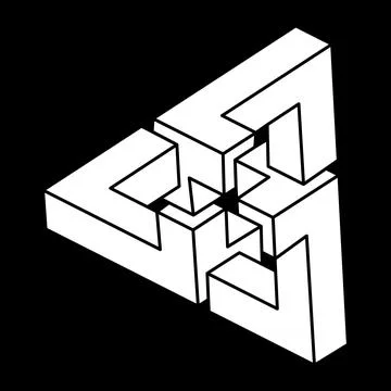 Impossible shapes. Optical illusion figure. Escher style. Abstract eternal Stock Illustration