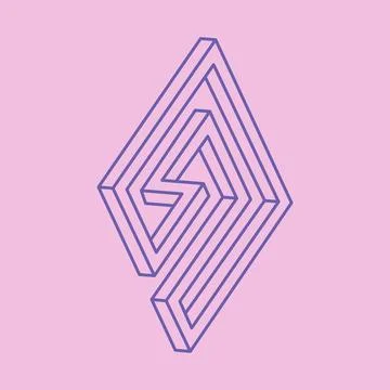 Impossible shapes, optical illusion figures, abstract vector. Escher paradox. Illustrazione stock