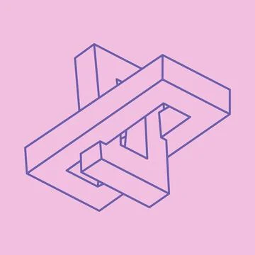 Impossible shapes, optical illusion figures, vector. Escher paradox. Optical art Stock Illustration